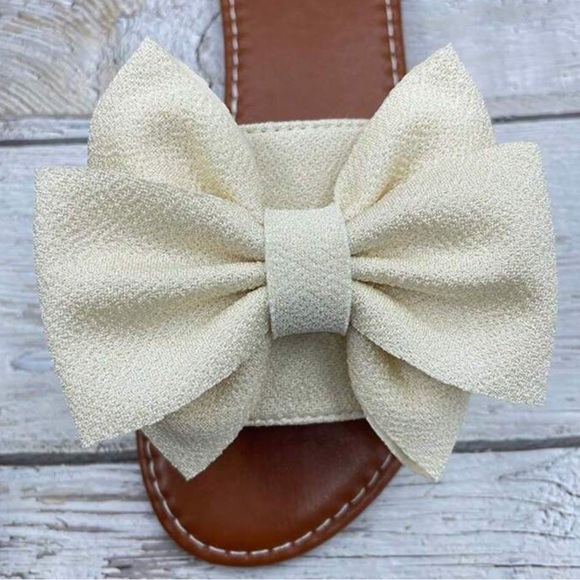 NEW| Women's Bowknot Open Toe Flat Slide Sandals - Picture 3 of 6
